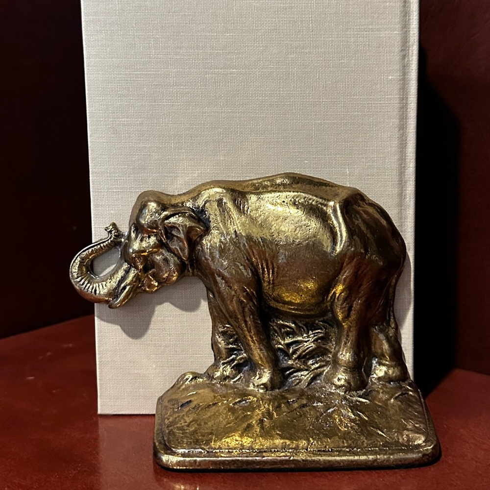 Pair of Brass Elephant Bookends Trunk up